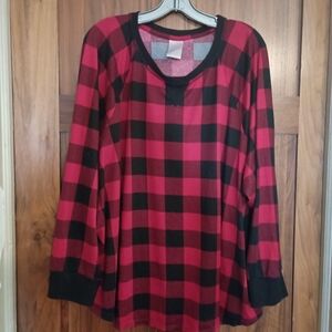 Red and Black Plaid  Long Sleeve PJ Shirt